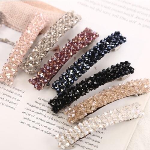 New Rhinestone Hair Clip Snap Spring Clips Barrette Stick Hairpins Girls Hair Styling Accessories Women Fixed Bangs Fashion