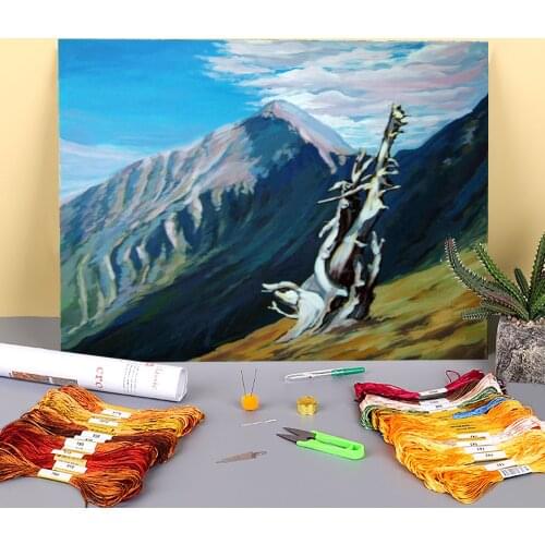 Landscape Hoverla. Etude Printed Fabric 11CT Cross Stitch DIY Embroidery Kit DMC Threads Sewing Knitting Handiwork Needle