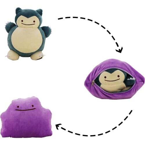 32cm Anime Pokemon Ditto Transform Snorlax Inside-Out Cushion Plush Toys Pillow Soft Stuffed Doll