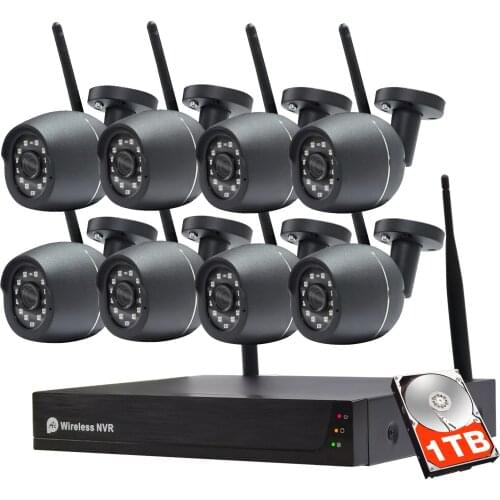 Sdeter 3MP Wireless Security Camera System 1TB HDD 8CH NVR 4Pcs 1536P IR-Cut WIFI IP Security Surveillance Cameras Home Outdoor