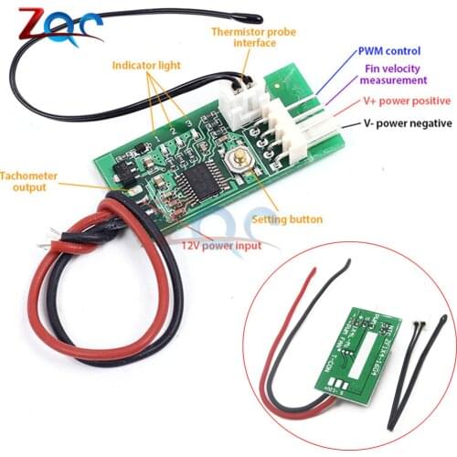 DC 12V PWM Temperature Detector Probe Controller 4-Wire Temperature Fan Speed Controller Governor for PC Fan STK IC