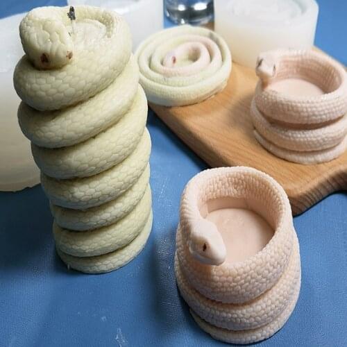 3D Snake Silicone Mold Aromatherapy Candle Making Wax Mold Candle Holder Coaster Resin Ceramic Clay Mould Tool Home Craft Decor