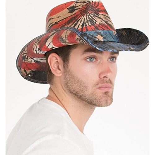 Women Men Straw Cowboy Hat Summer Western Cowgirl Hat Outback Sun Hat Shapeable Brim