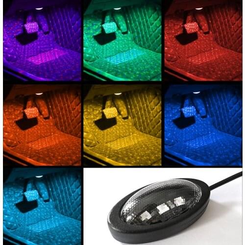 12v Led Car Interior Light Ambient Lamp with Adhesive Under Dashboard Carpet Lights Automotive Interior Decorative Lights