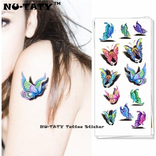 Nu-TATY 3d Temporary Flash Tattoo Body Art Tatoo Sticker Lovely butterflies 1 sheet 19*9cm For Selfie High Quality FREE SHIPPING