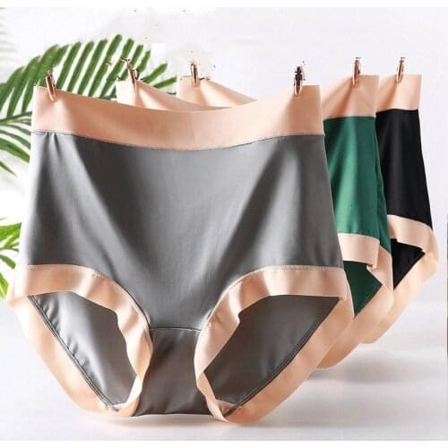3Pcs/lot High-grade satin soft Sexy Lingeries Contrast wide border Underwears Women Panties Plus Size 6XL Womens Briefs