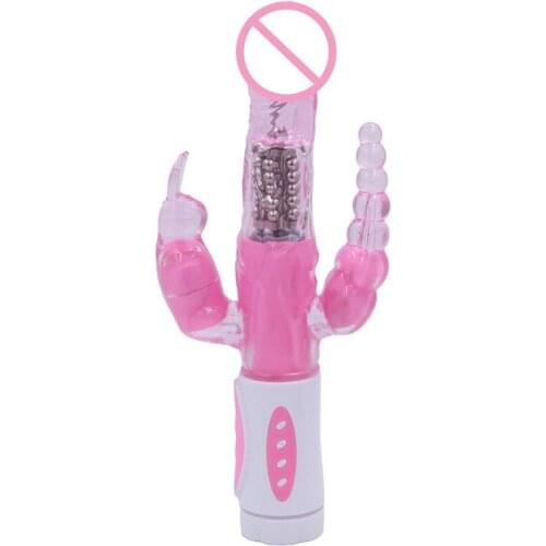 Dingye 12 Function Vibration G spot Triple Vibrator 4 Speed Rotation Rabbit Vibrator G spot Anal Sex Toy Sex Product for Women