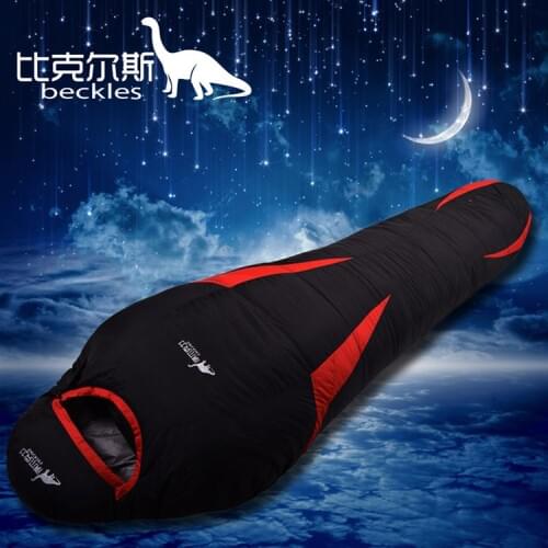 BECKLES New autumn and winter waterproof warm mummy outdoor white goose down sleeping bag camping adult sleeping bag 600g-2500g