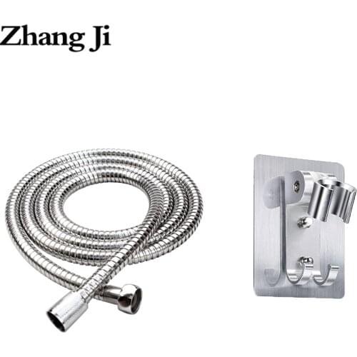 ZhangJi Chrome plate ABS plastic shower head holder shower hose 1.5 meter handheld showerhead hose base set