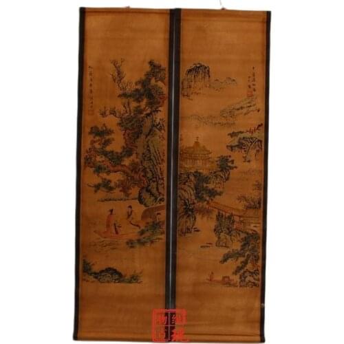China scroll painting Four screen paintings Middle hall hanging painting Zhang Daqians Picture of Ladies Four Beauties