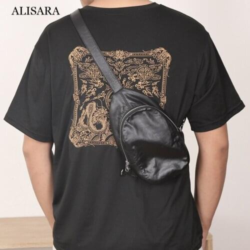 Alisara Ladies Small Chest Bag First Layer Cow Leather Women Travel Mini Crossbody Messenger Bag Simple Cell Phone Daypack