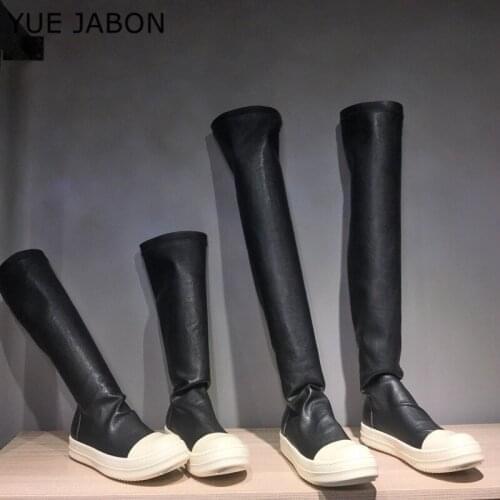 2020 Stretch Socks Boots Women Slim Elastic Knitted Long Thigh High Boots Round Toe Platform Black Shoes Women Bottine Femme