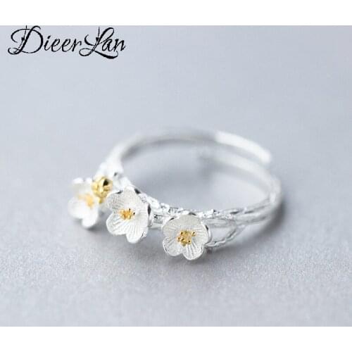 Hot Sale Charming Romantic Plum Flower Rings for Women Men Jewelry Adjustable Size Rings Christmas Gift Dropship 2021