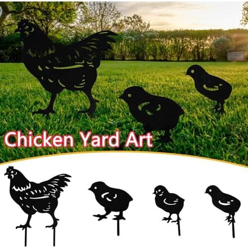 1 set Creative Hen Chicken Stakes Acrylic Animal Stakes Garden Silhouette Yard Art for Party Festival home Decor garden Decor