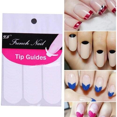 2Packs (96PCS ) White French Manicure Strip Nail Art Form Fringe Guides Sticker DIY Line Tips Nail Decoration Tool