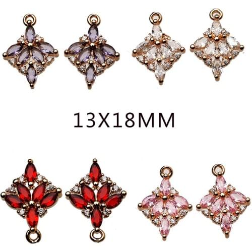 4pcs/lot 13x18MM KC Gold Zircon Rhinestone Eardrop Pendant Charms Necklace Accessories Jewelry Component Diy Handmade Material