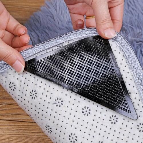 4Pcs/lot Carpet Anti-slip Mat Triangle Reusable Anti-skid Rubber Mat Non Slip Patch Washable Rug Gripper Stopper Tape Sticker