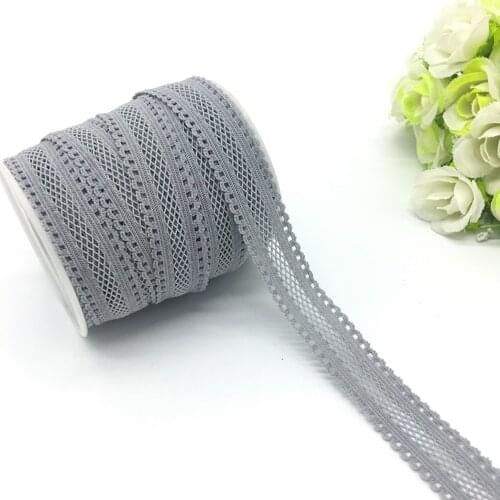 5yards/lot 5/8"(16mm) Gray Bilateral Lace Grid Fold Over Elastic Spandex Lace Band Ties Hair Accessories Lace Trim
