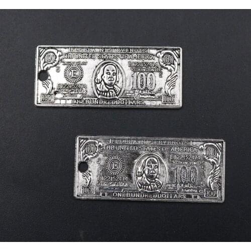 6pcs Silver Color Metallic Dollar Template Glamour Alloy Pendant Vintage Necklace Bracelet DIY Handmade Jewelry Charm makings