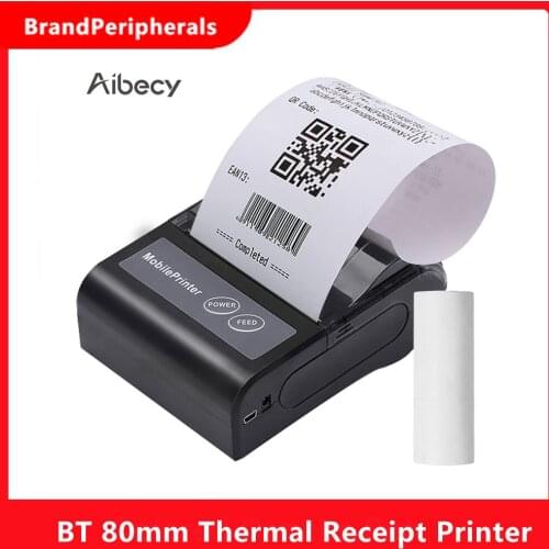 Aibecy Portable BT 80mm Thermal Receipt Printer Personal Mini Bill POS Mobile Printer Rechargeable Battery work with Android iOS