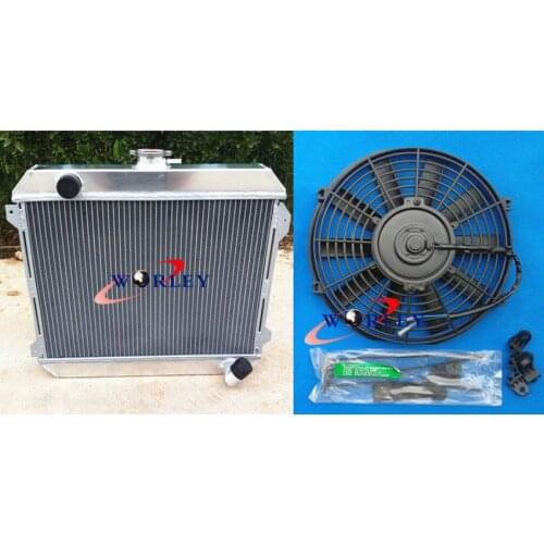 Aluminum Radiator+FAN For Nissan Stanza Datsun 620 L20B 1975-1979 Manual 76 77 78 79 MT