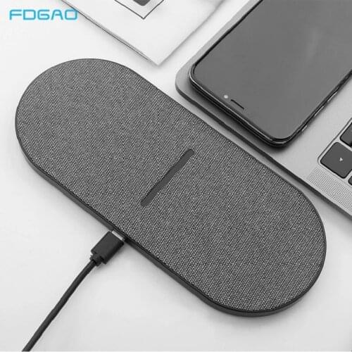 2 in 1 20W Dual Seat Qi Wireless Charger for Samsung S20 S10 Double Fast Charging Dock Pad for IPhone 11 XS XR X 8 Airpods Pro