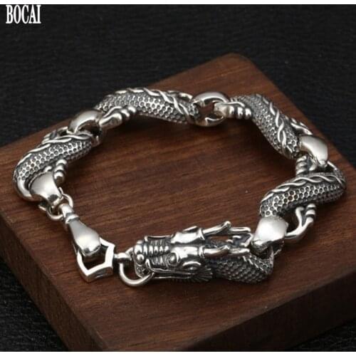 Real solid s925 pure silver jewelry Thai silver personality ethnic man bracelet Fashion creative mighty dragon bracelet for man