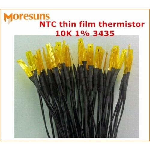 Fast ship 20pcs NTC thin film thermistor 10K 1% 3435 0.5m 28# PVC doubling temperature sensor ntc