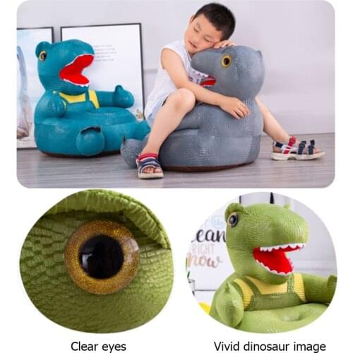 Cartoon Dinosaur Baby Sofa Cover Seat Support Washable Toddler Learning To Sit Plush Baby Chair Case without Filler Nest Puff