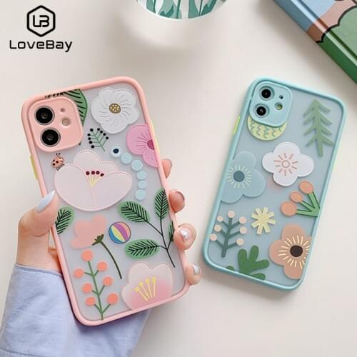 Lovebay NEW Fashion Pretty Flower Pattern Phone Case For iPhone 11 11Pro Max X XR XS Max 7 8 Plus SE 2020 Cute Animal Back Cover
