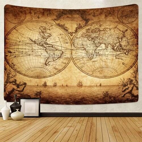 World Map Tapestry Watercolor World Wall Hanging Abstract Map Tapestry Colorful Painting World Tapestries for Bedroom Dorm Decor