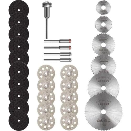 Hot 31Pcs Cutting Discs for Dremel Rotary Tool Diamond Cutting Wheel and HSS Circular Saw Blades and Resin Cutting Wheels