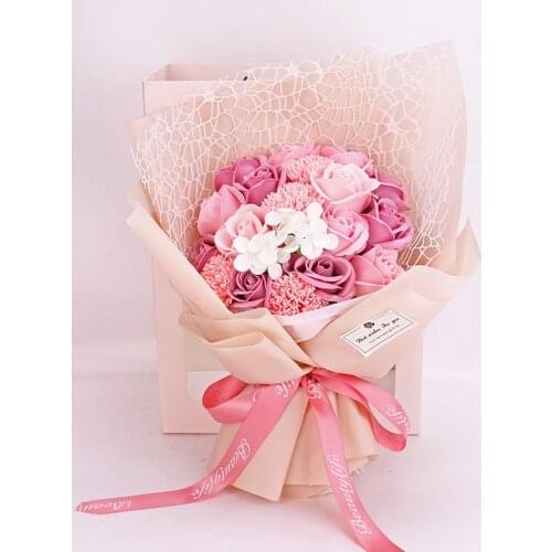 Artificial Soap Rose with Gift Box Carnation Soap Bouquet Christmas Valentines Day Creative Gift Home Party Wedding Decoration