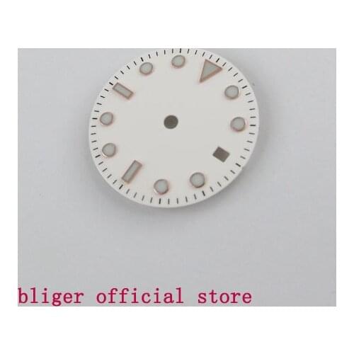 Classic BLIGER 28.5mm White Sterile Watch Dial Watch Face Function Fit For MINGZHU 2813 MIYOTA 8215 Movement Mens Watch