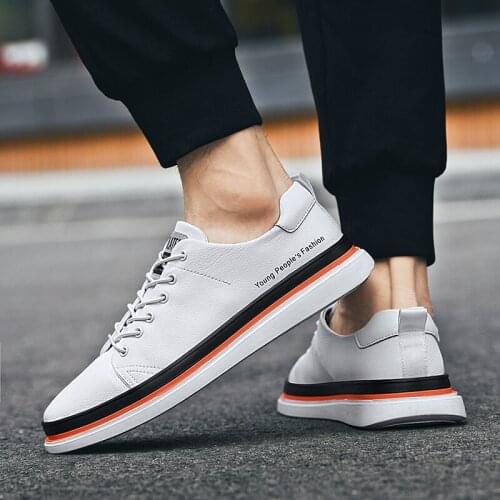 Casual mens shoes leather new low top shoes black white fashion Comfortable breathable and non-slip Sneakers Trainers 38-44