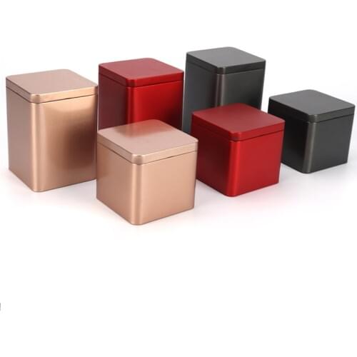 Xin Jia Yi Packaging Food Grade Tin Can Black Metal Square Boxe Aluminum Tea Tin Box