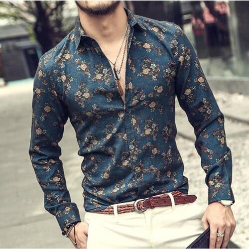 ICCLEK 2021 Summer Mens Shirt European and American Leisure Vacation Floral Digital Printed Shirt Mens Top