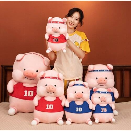 35/70cm Nice Cute Sports Pig Basketball With Clothes Plush Toys Stuffed Soft Animals Pillow Doll For Kids Girls Birthday Gifts