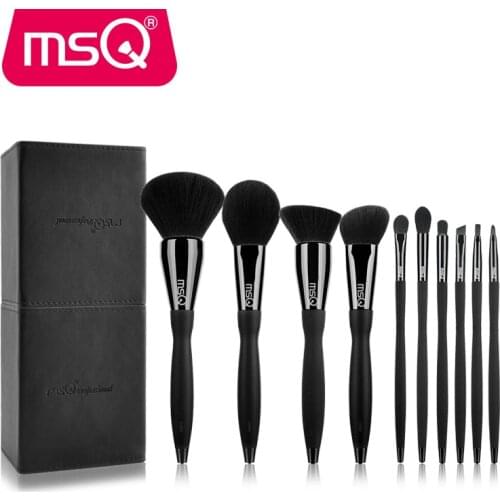 MSQ Pro 10pcs Makeup Brushes Set Beauty Powder Eyeshadow Foundation Copper Ferrule With Magnetic Cylider Case Make Up Tool