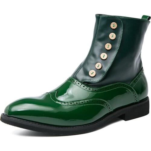 Men Boots Leather Autumn Fashion Brogue Shoes Comfortable Brand Black Green Safety Shoes Gladiator Ankle Boots Plus-size38-46