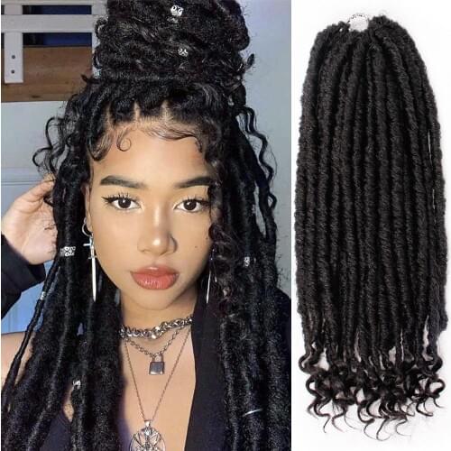 Goddess Nu Faux Locs Crochet Hair Soft End Natural Synthetic Braids Brown Extension For Women Locks 24 Strands