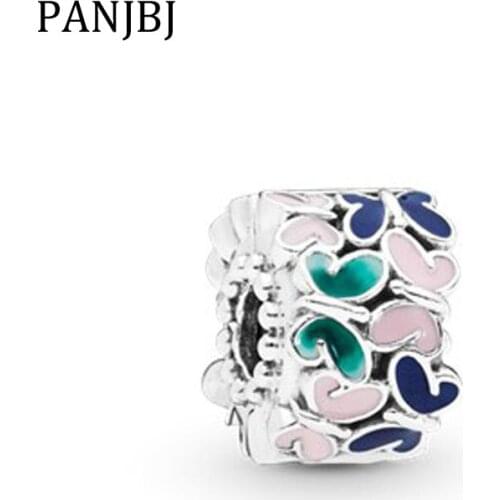 Real 925 Sterling Silver Beads Charm Butterfly Arrangement Enamel Clip Charm Beads Fit Pandora Original Bracelets Necklace
