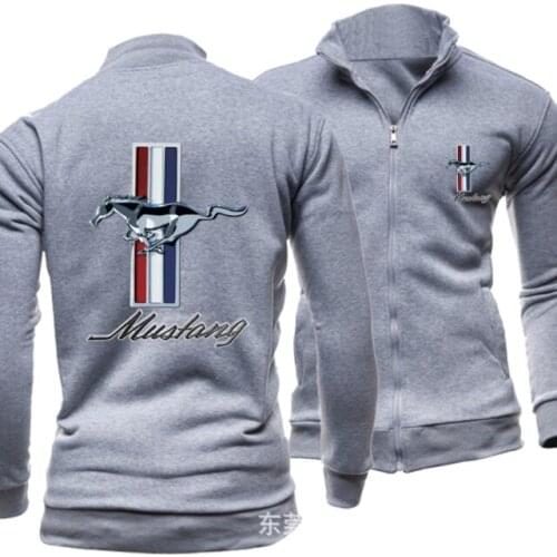 2020 new print autumn mens MUSTANG logo hoodless Sweatshirt Street jacket sportswear Pullover a