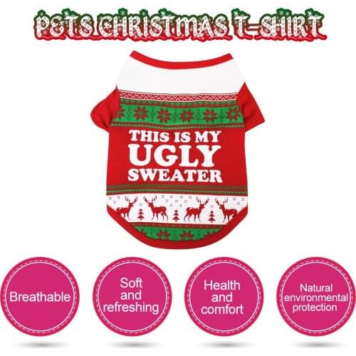 Pet Clothing For Dogs Christmas Shirt Dog T-Shirt Soft Puppy Dogs Clothes Cute Pet Clothes Casual Vests For Small Pets Xs-XL