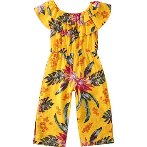 1-6Y Kid Baby Girl Romper Clothes Ruffle Short Sleeve Romper Jumpsuit One Piece Flower Holiday Outfit