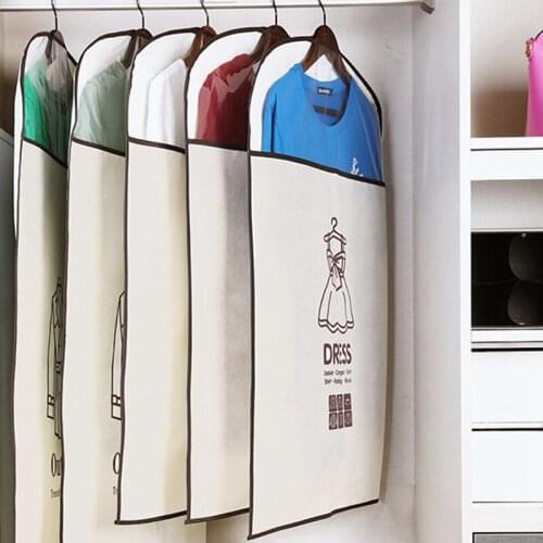 1pc Clothes Dust Cover with Zipper for Wardrobe Suit Coat Dress Jacket Garment Dustproof Cover Clothing Dust Cover Hanging Bag