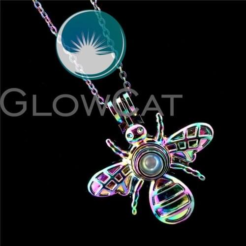 R-C547 Colorful Insect Bee Beads Cage Pendant Perfume Diffuser Aromatherapy Stone Pearl Cage Locket Necklace