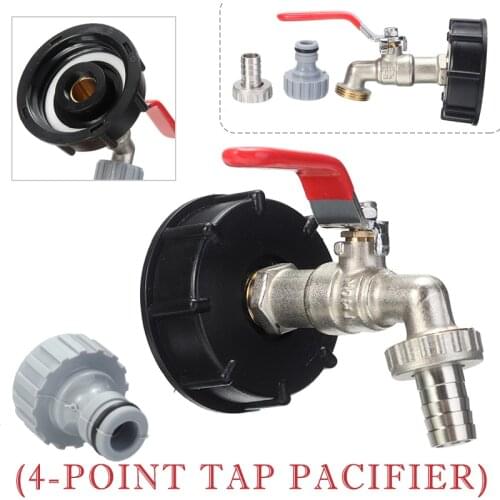 S60x6 IBC Faucet Tank Drain Adapter to Brass Garden Tap with 1/2'' Water Nozzle Garden Water Connectors Drain Adapter