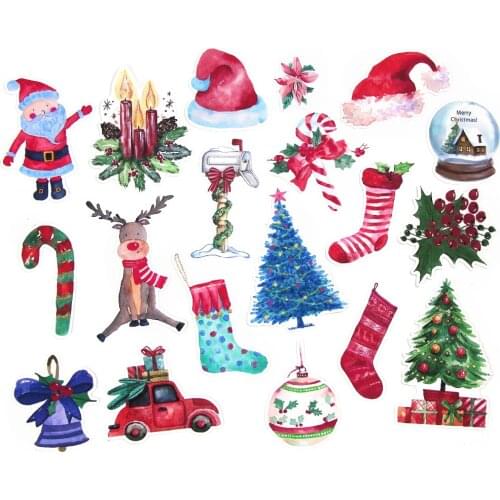 33Pcs Christams Paper Stickers Daily Planner Cute Decorative Stickers New Year Snowman Gift Label Scrapbooking Stationery