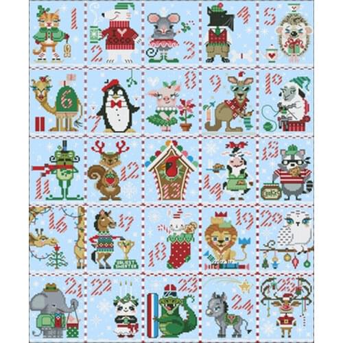 Christmas countdown calendar patterns Counted Cross Stitch 11CT 14CT 18CT DIYChinese Cross Stitch Kit Embroidery Needlework Sets